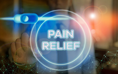 Wall Mural - Word writing text Pain Relief. Business photo showcasing Drugs or other methods of reducing or getting rid of pain