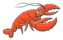 Cartoon Cheerful Lobster