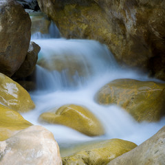 Wall Mural - small waterfall on mountain brook