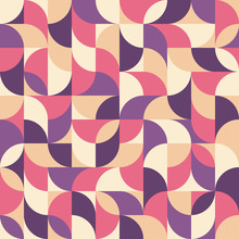 Background Vector Abstract Design. Geometric Seamless Pattern In Lilac, Violet, Pink, Beige Colors. Decorative Mosaic Wallpaper. Vector Illustration.