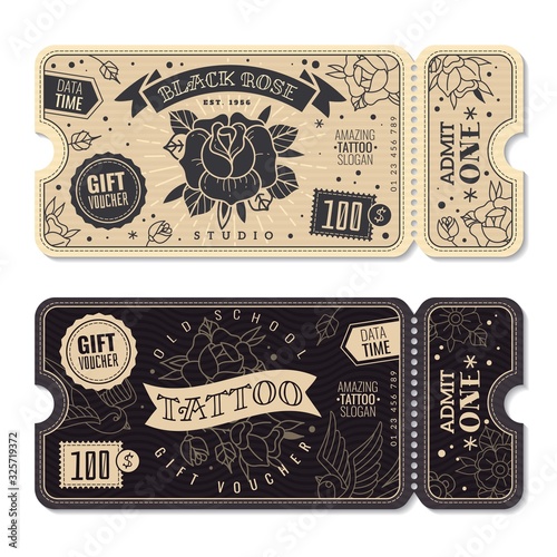 Cuadros en Lienzo Old school traditional tattoo horizontal vouchers