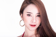 © Sasils Production - Portrait of beautiful thai woman isolated in white background. Close up.