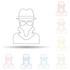 Poster - Hacker in multi color style icon. Simple thin line, outline vector of virus antivirus icons for ui and ux, website or mobile application