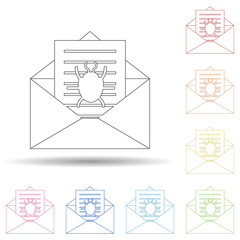 Poster - Beetle in a letter in multi color style icon. Simple thin line, outline vector of virus antivirus icons for ui and ux, website or mobile application