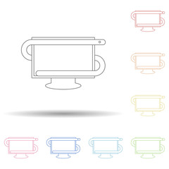 Poster - The worm in the computer in multi color style icon. Simple thin line, outline vector of virus antivirus icons for ui and ux, website or mobile application