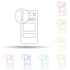 Aufkleber - Exclamation point on computer in multi color style icon. Simple thin line, outline vector of virus antivirus icons for ui and ux, website or mobile application