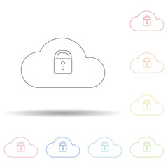 Aufkleber - Lock in cloud in multi color style icon. Simple thin line, outline vector of virus antivirus icons for ui and ux, website or mobile application