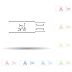 Aufkleber - Infected flash card in multi color style icon. Simple thin line, outline vector of virus antivirus icons for ui and ux, website or mobile application
