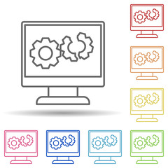 Aufkleber - Broken computer system line in multi color style icon. Simple thin line, outline vector of virus antivirus icons for ui and ux, website or mobile application
