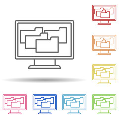 Aufkleber - A lot of folders on the screen in multi color style icon. Simple thin line, outline vector of virus antivirus icons for ui and ux, website or mobile application