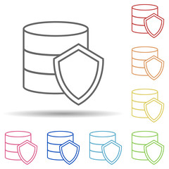 Aufkleber - Shield in coins in multi color style icon. Simple thin line, outline vector of virus antivirus icons for ui and ux, website or mobile application