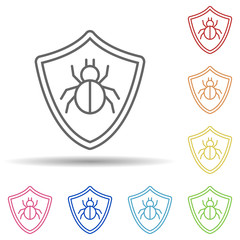 Aufkleber - Spy in shield in multi color style icon. Simple thin line, outline vector of virus antivirus icons for ui and ux, website or mobile application