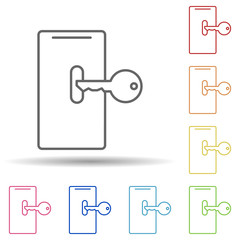 Aufkleber - Key to smart phone in multi color style icon. Simple thin line, outline vector of virus antivirus icons for ui and ux, website or mobile application