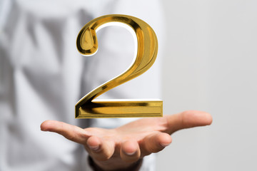 Second or two  Years award Digital number award Anniversary 3d.