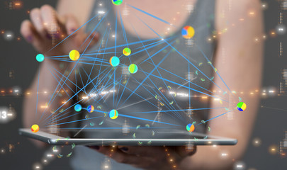 team work connection digital concept .