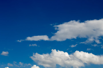 Bright blue sky with white clouds for background or wallpapers