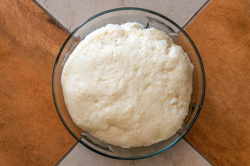 African maize porridge in transparent small bowl