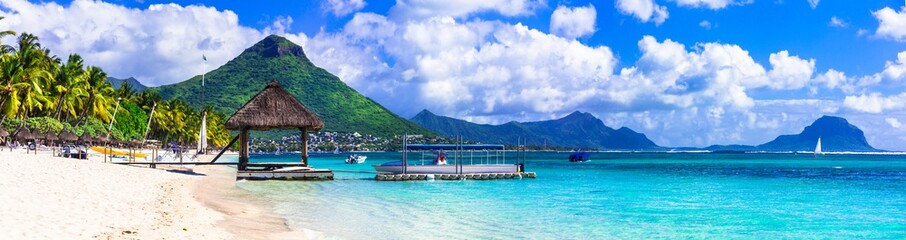 Wall Mural - Most beautiful beaches of Mauritius island - Flic en Flac. Tropical holidays