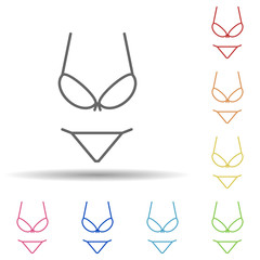 Poster - Swimsuit in multi color style icon. Simple thin line, outline vector of woman accessories icons for ui and ux, website or mobile application