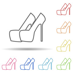 Aufkleber - high-heeled shoes in multi color style icon. simple thin line, outline vector of woman accessories i