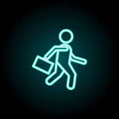Poster - Business man neon icon. Simple thin line, outline vector of startup icons for ui and ux, website or mobile application