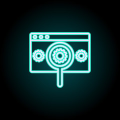 Aufkleber - Search for browser settings neon icon. Simple thin line, outline vector of startup icons for ui and ux, website or mobile application