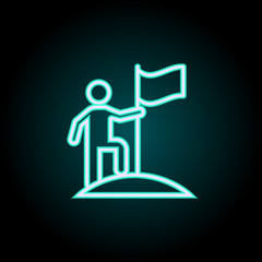 Aufkleber - Man is on top neon icon. Simple thin line, outline vector of startup icons for ui and ux, website or mobile application
