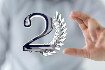 Second or two  Years award Digital number award Anniversary 3d.