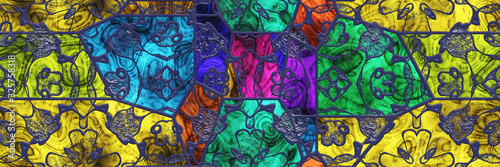 Fotografía 3d illustration stained- glasses background