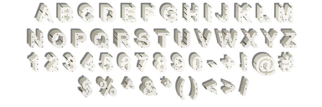 3d illustration character collection. Creative typeset- stylish classic font