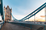 Fototapeta Londyn - Beautiful Tower bridge in London at sunrise