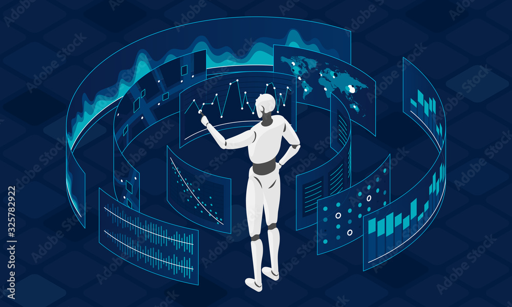 Vector illustration of artificial intelligence performing complex ...