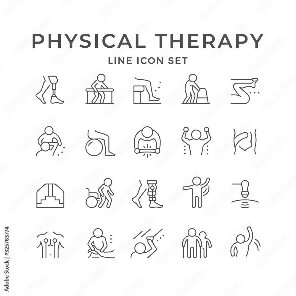 Set line icons of physical therapy - obrazy, fototapety, plakaty 