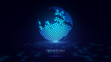 Poster - blue global abstract hexagon net technology background,futuristic hexagon tech background,cyberspace technology background,3d innovative background