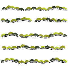 Wall Mural - Pattern of trees, row of trees . Vector illustration