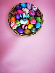 Wall Mural - easter eggs in basket