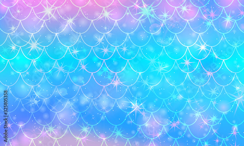Mermaid kawaii pattern. Fish scale. Vector.