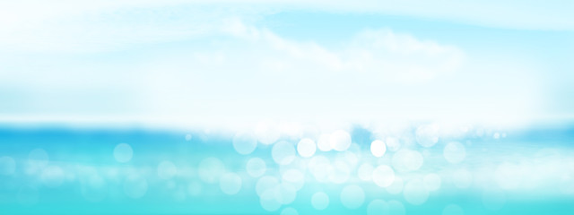 Poster - Summer tropical sea with sparkling waves and blue sunny sky