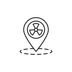 Poster - Radiation symbol, location pin icon. Simple line, outline vector elements of nuclear energy icons for ui and ux, website or mobile application