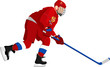 Russia  Hockey Player in Red Dress  On White Background