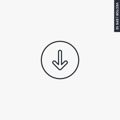 Poster - Down arrow, linear style sign for mobile concept and web design