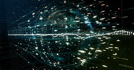 Wall Mural - abstract digital network data background, 3d rendering