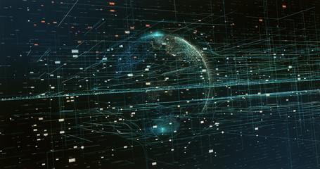 Wall Mural - Digital space world 3d data earth background
