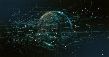 Wall Mural - Digital space world 3d data earth background