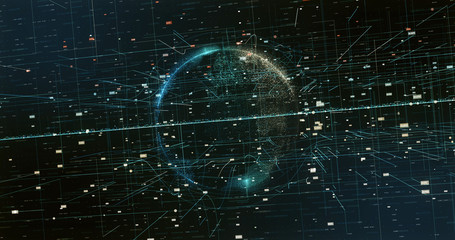 Wall Mural - Digital space world 3d data earth background
