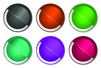 Aufkleber - Set of silver metallic chrome border web buttons, vector icons template with empty copy space