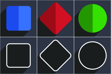 Poster - Set of flat design web buttons, vector icons template with empty copy space