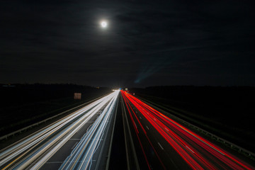 traffic on highway at night