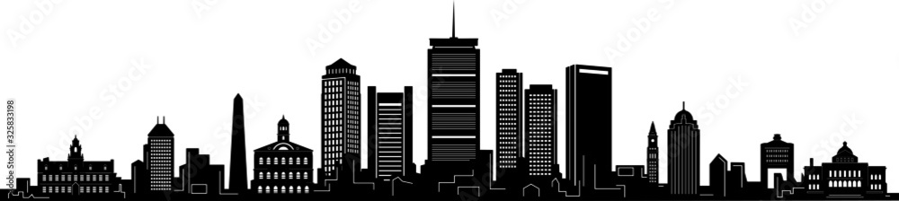 Boston City Skyline Outline Silhouette Vector Stock Vector | Adobe Stock