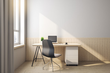 Poster - Home office desk with laptop on table